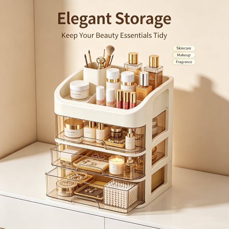 Beauty Kiss Makeup - Organizer per Trucchi di Grande Capacità,